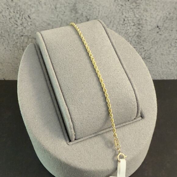 10k Yellow Gold Diamond Cut Rope Bracelet 6.5in, 1.9mm, ITALY~NEW - Picture 1 of 7